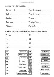 Numbers 1 to 50 revision