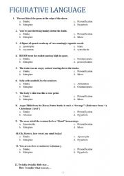 English Worksheet: Figurative Language