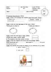 English Worksheet: 8th form Mid-Term Test 1