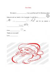 English Worksheet: Dear Santa - letter