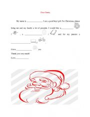 English Worksheet: Dear Santa - letter