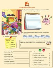 English Worksheet: CAMPING HOLIDAYS