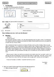 English Worksheet: Lesson2 A letter from an English penfriend 8th form