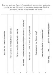 TEARABLE SENTENCES PRESENT PERFECT, JUST, STILL, ALREADY, JET, FOR, SINCE, TRANSLATION