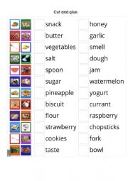 English Worksheet: Food. Cut and glue