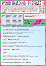 English Worksheet: PREFIXES for Intemediate learners 4 - Ex + KEY