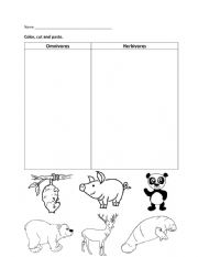 Carnivore and Omnivore Worksheet