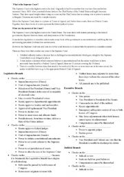 English Worksheet: Institutions of the US Constitution N. 1 Supreme Court