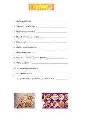 Favourite food worksheet 