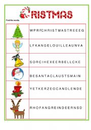 English Worksheet: Wordsearch - Christmas