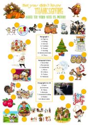 English Worksheet: Bet you didn t know Thanksgiving + Pictionary 