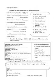 English Worksheet: 7th form end of  term test 1 language part 2