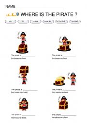English Worksheet: Prepositions of place pirate