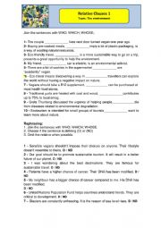 Relative clauses 1 - Environment