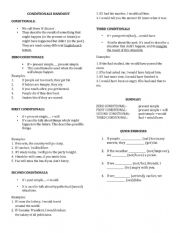 English Worksheet: conditionals 0 1 2 3 summary