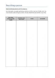 English Worksheet: Describing a person