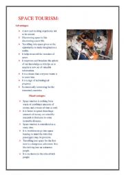 English Worksheet: space tourism pros and cons