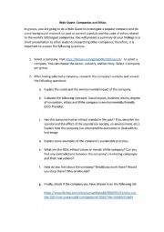 English Worksheet: Web Quest: Companies and Ethics