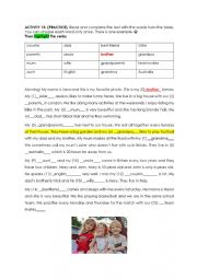 English Worksheet: family
