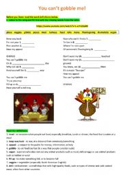 Thanksgiving worksheet. Song 