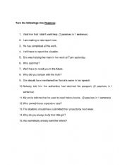 English Worksheet: Passive Voice Exercise