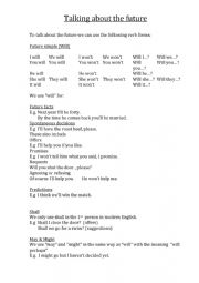 English Worksheet: Talking about the future