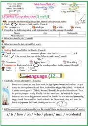 English Worksheet: 8th form test