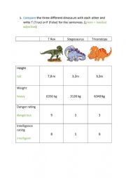 English Worksheet: Comparison (Dinosaurs)