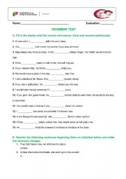 English Worksheet: Grammar test 