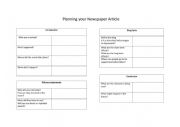 English Worksheet: Newspaper Article Scaffold