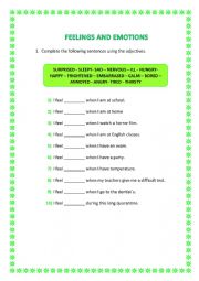 English Worksheet: Feelings and emotions