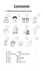 English Worksheet: Commands Matching