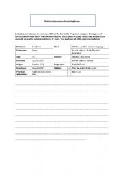 English Worksheet: Written Expression: Describe Jenny (Use the 3psg A1)