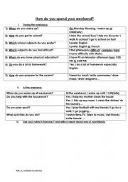 English Worksheet: How do you spend your weekdays ?