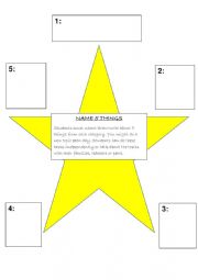 English Worksheet: Name 5 things...
