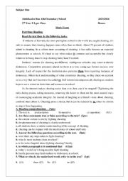 English Worksheet: cheating in Britain