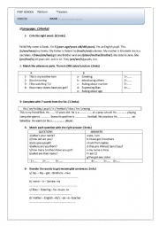 English Worksheet: mid term test 1 7th form