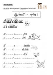 English Worksheet: Big and small - negative sentences