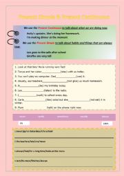 Present Simple and Present Continuous worksheet