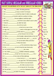 English Worksheet: Past simple  regular and irregular verbs : practice with key