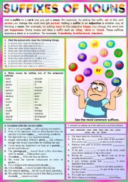 NOUN SUFFIXES - basic rules + Ex + KEY