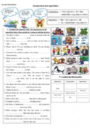 English Worksheet: comparative and superlative