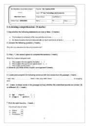 mid term test 1 third form