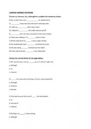 English Worksheet: Linking words Revision