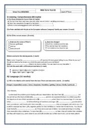 Second Form Mid-Term Test 01