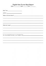 English Worksheet: Non-Fiction Book Reports
