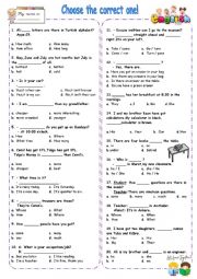 20 Multiple Choice Test 