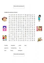 personality wordsearch