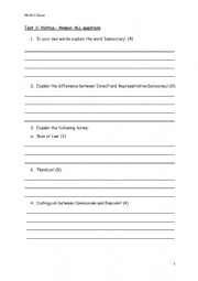 English Worksheet: Politics