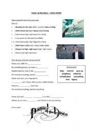 English Worksheet: High hopes song